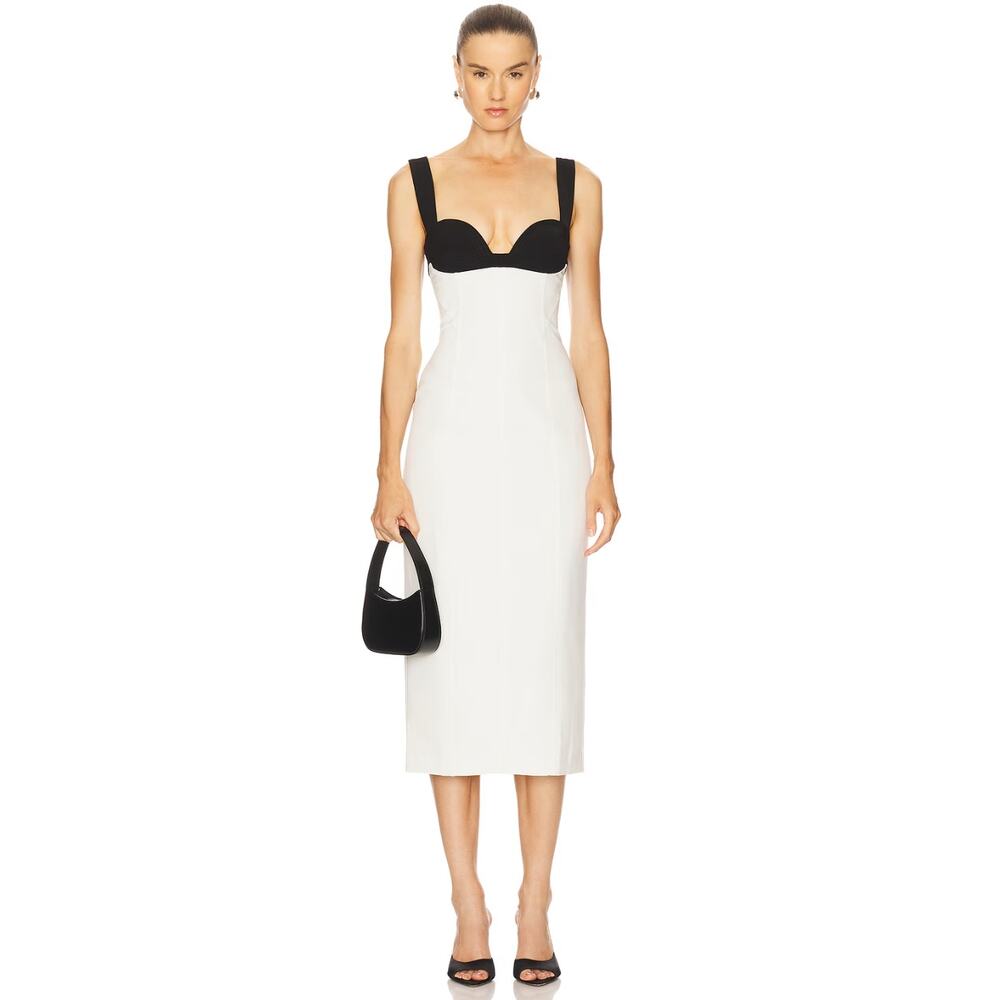 Camila Coelho Black and White Midi Dress